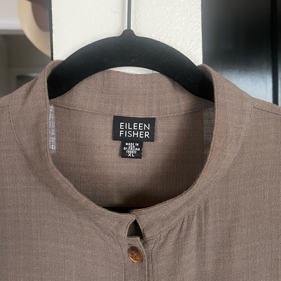 Eileen Fisher Blouse Tunic Linen Blend Size XL Boho Organic Charcoal Gray - Picture 5 of 11